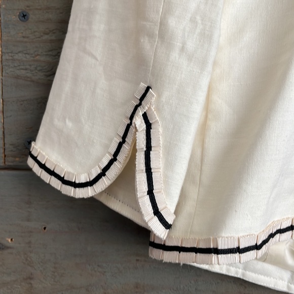 Anne Klein Linen Blend Ruffle Stretch 3/4 Sleeves Blazer 4 - Picture 7 of 12